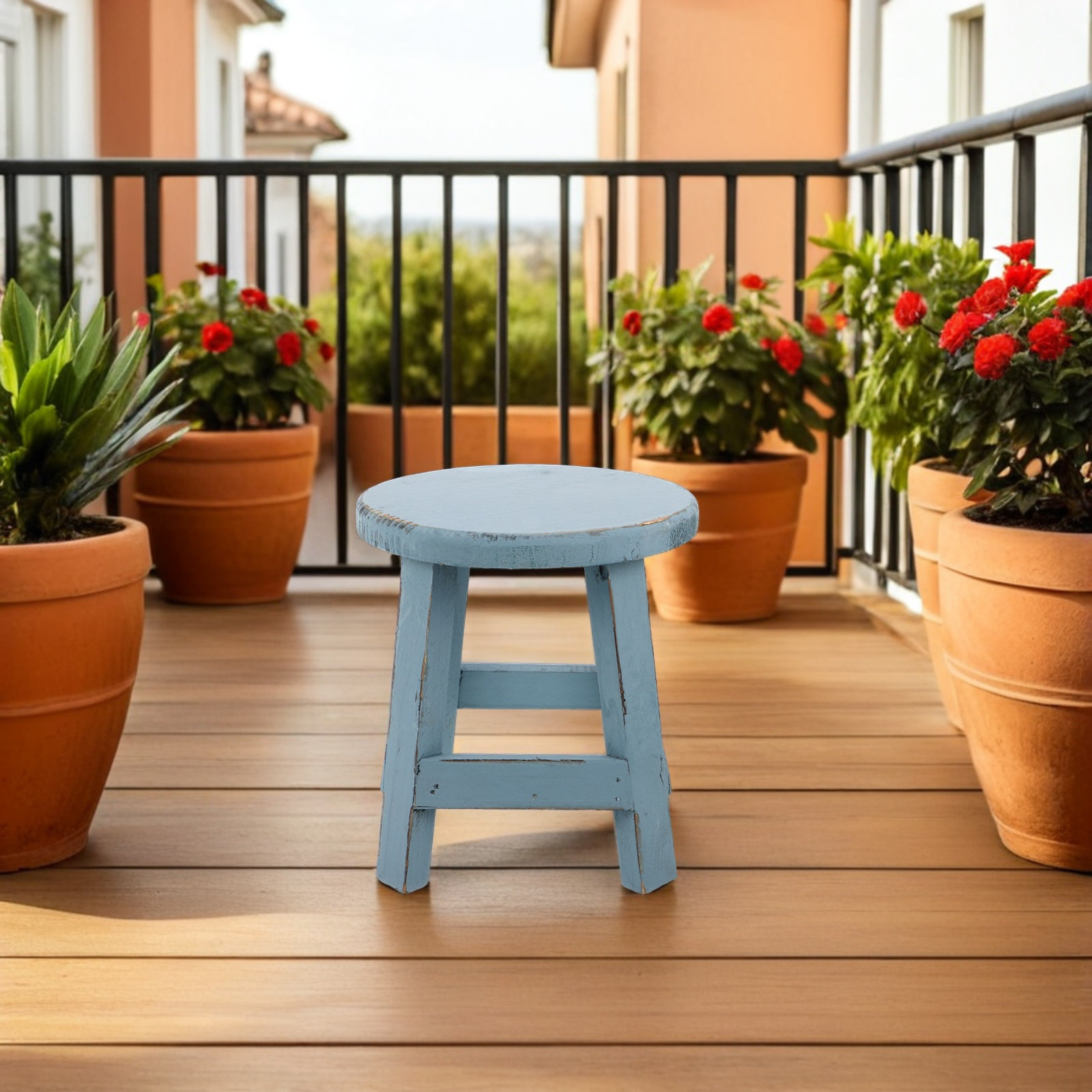 Bonsai Garden Display - Decorative Garden Stool Round Wooden Mini