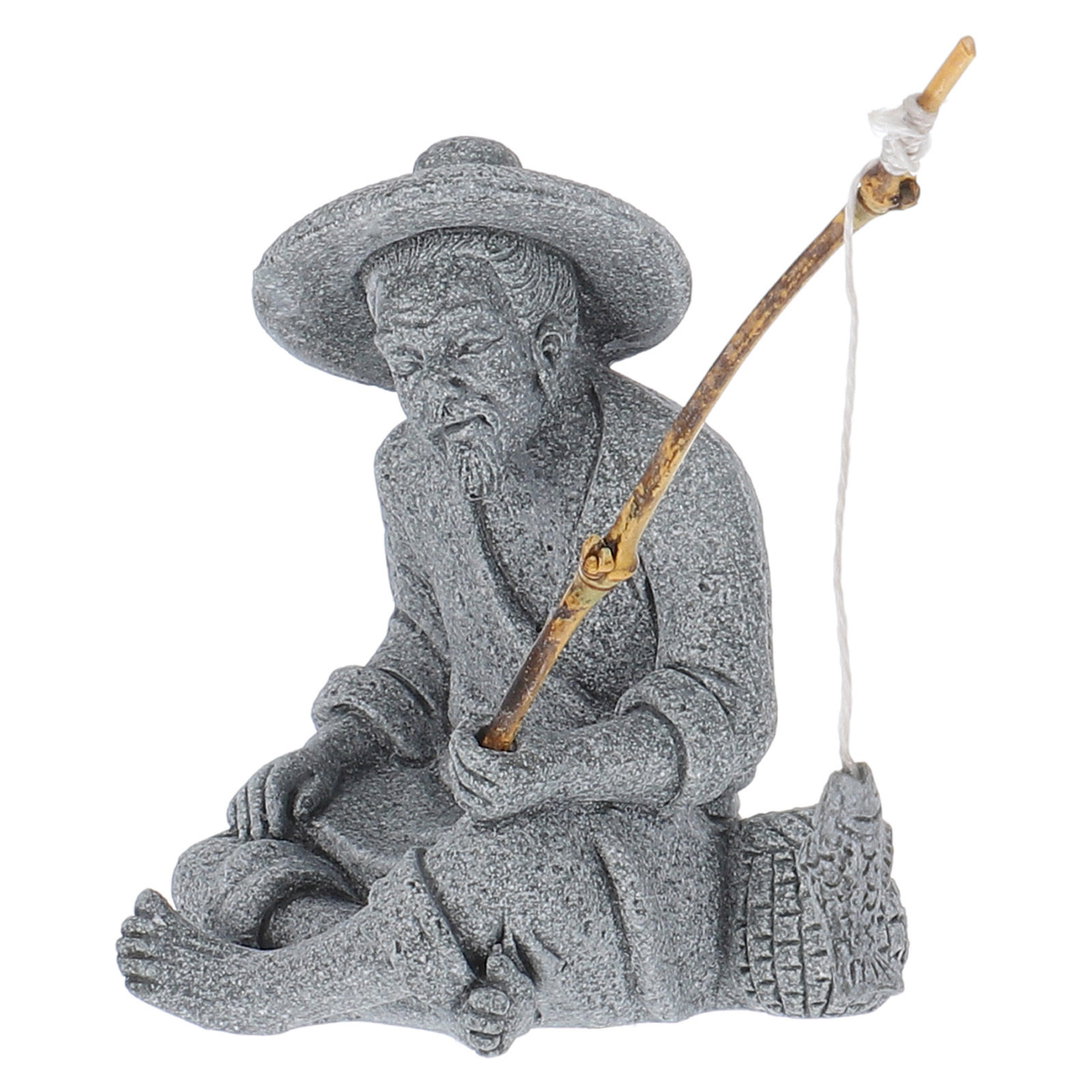 Bonsai Garden Display - Realistic Mini Fisherman Sculpture for Bonsai